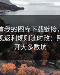 有人私信我99图库下载链接，我追到源头发现返利规则随时改：照做能避开大多数坑