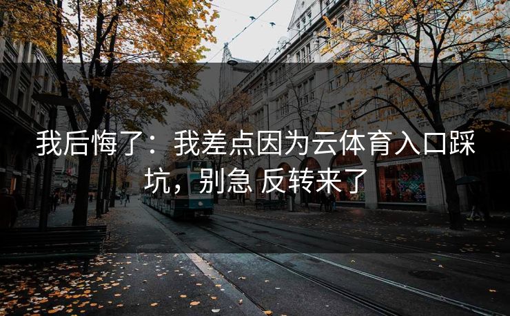 我后悔了：我差点因为云体育入口踩坑，别急 反转来了
