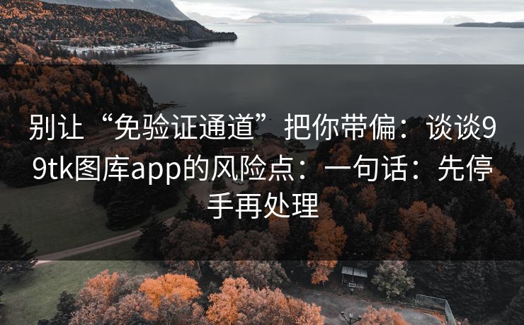 别让“免验证通道”把你带偏：谈谈99tk图库app的风险点：一句话：先停手再处理