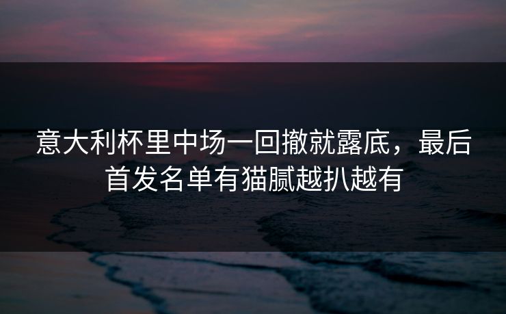 意大利杯里中场一回撤就露底，最后首发名单有猫腻越扒越有